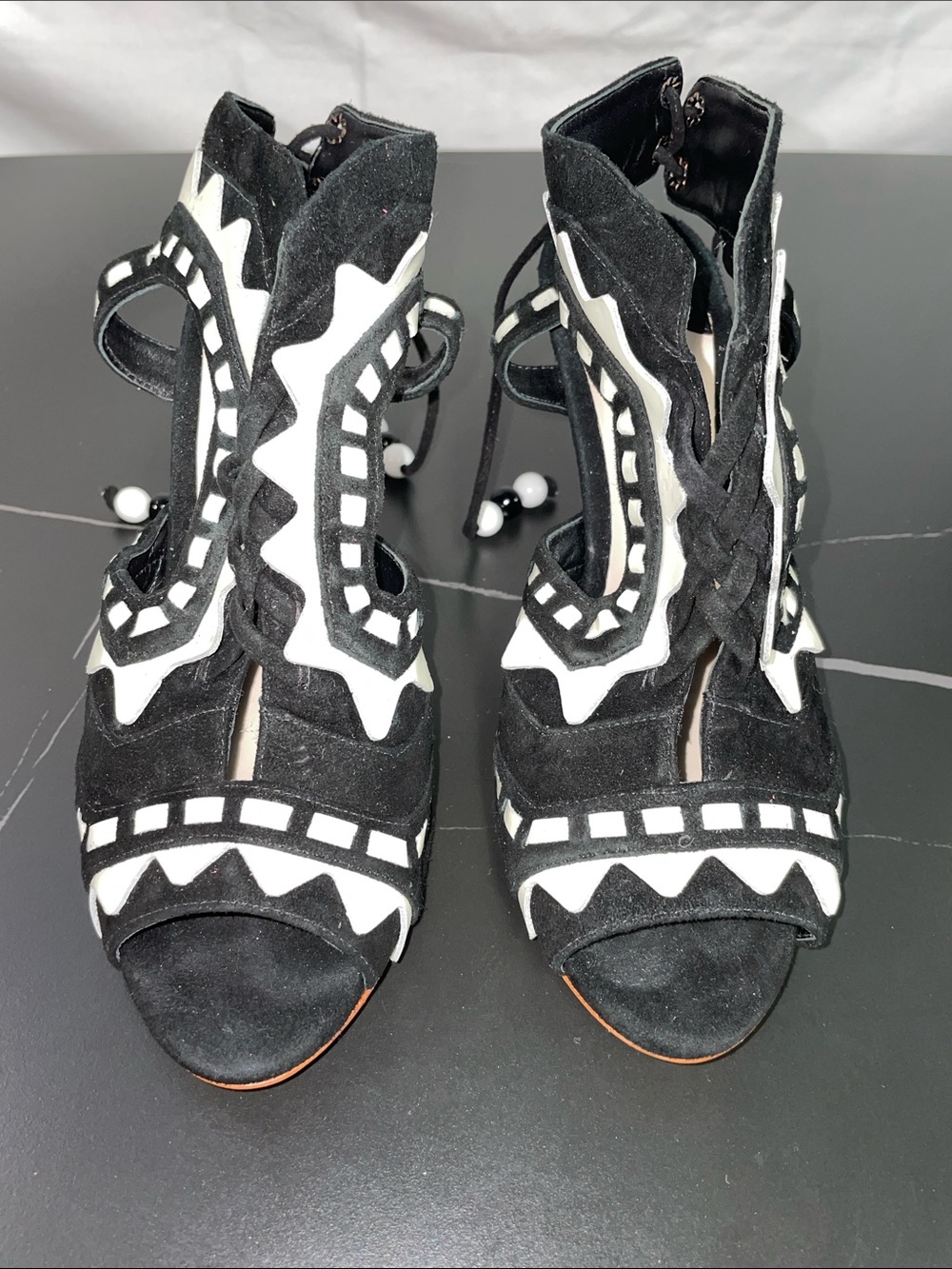 SOPHIA WEBSTER RIKO SUEDE AND LEATHER HEELS FTL-08-200